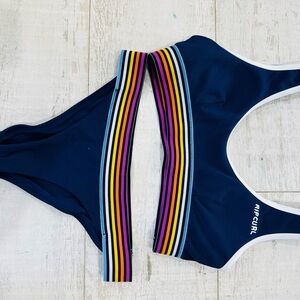 Rip Curl Women's Navy Bikini Set with Multicolor Stripes